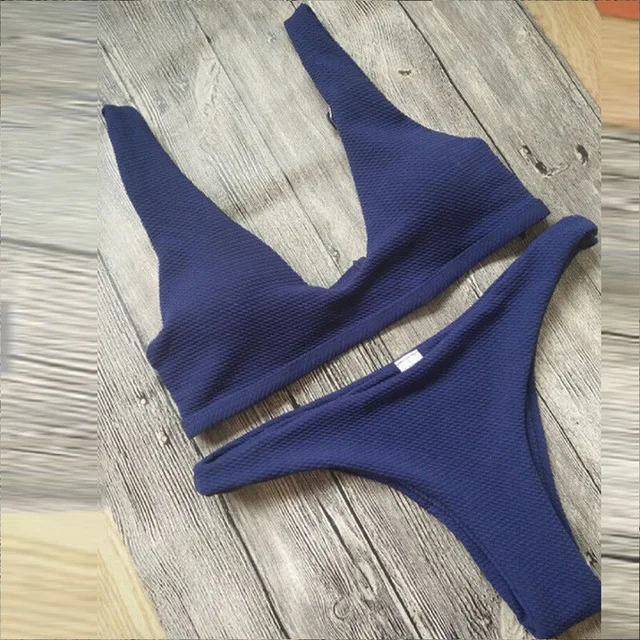 Navy Blue Hirigin, сексуальные стринги, бикини, набор,, женский купальник, высокое качество, ткань, пуш-ап, купальник, женский купальник, мягкий бикини, Одноцветный - Цвет: Navy Blue