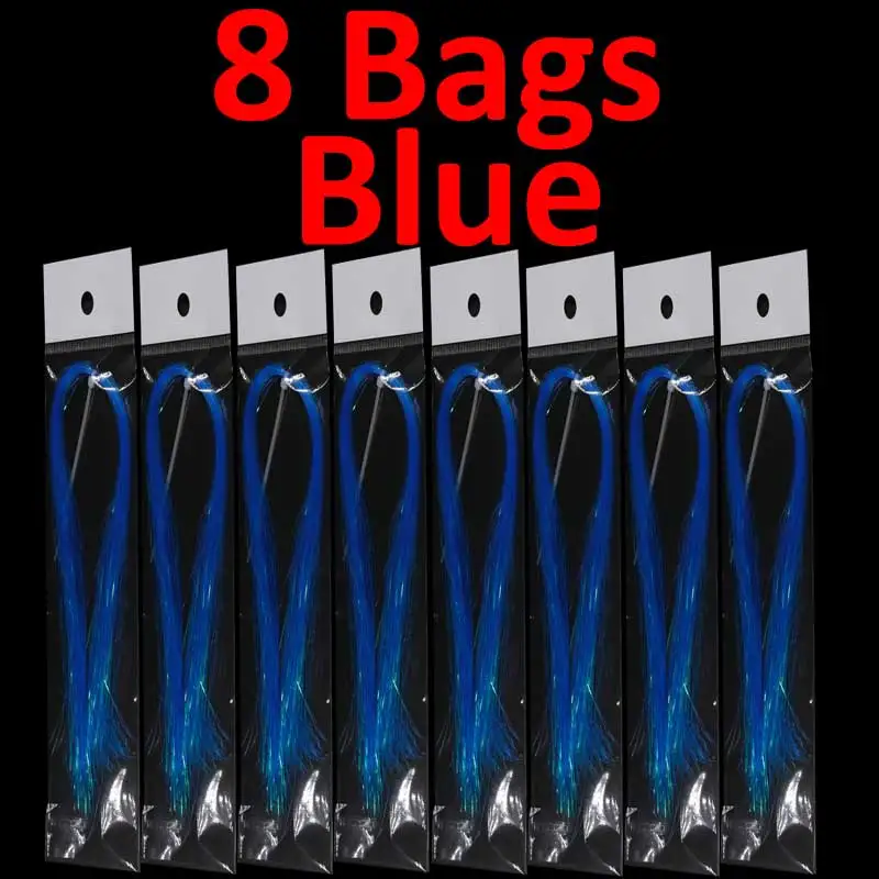 8 bags blue 8 мешков 1/5" УФ лед крыло Flashabou стример Щука лосось мухобойка материал розовый желтый зеленый синий оранжевый - Цвет: 8 bags blue