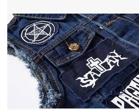 Мужской ковбойский жилет однобортный с отложным воротником джинсовый модель K94