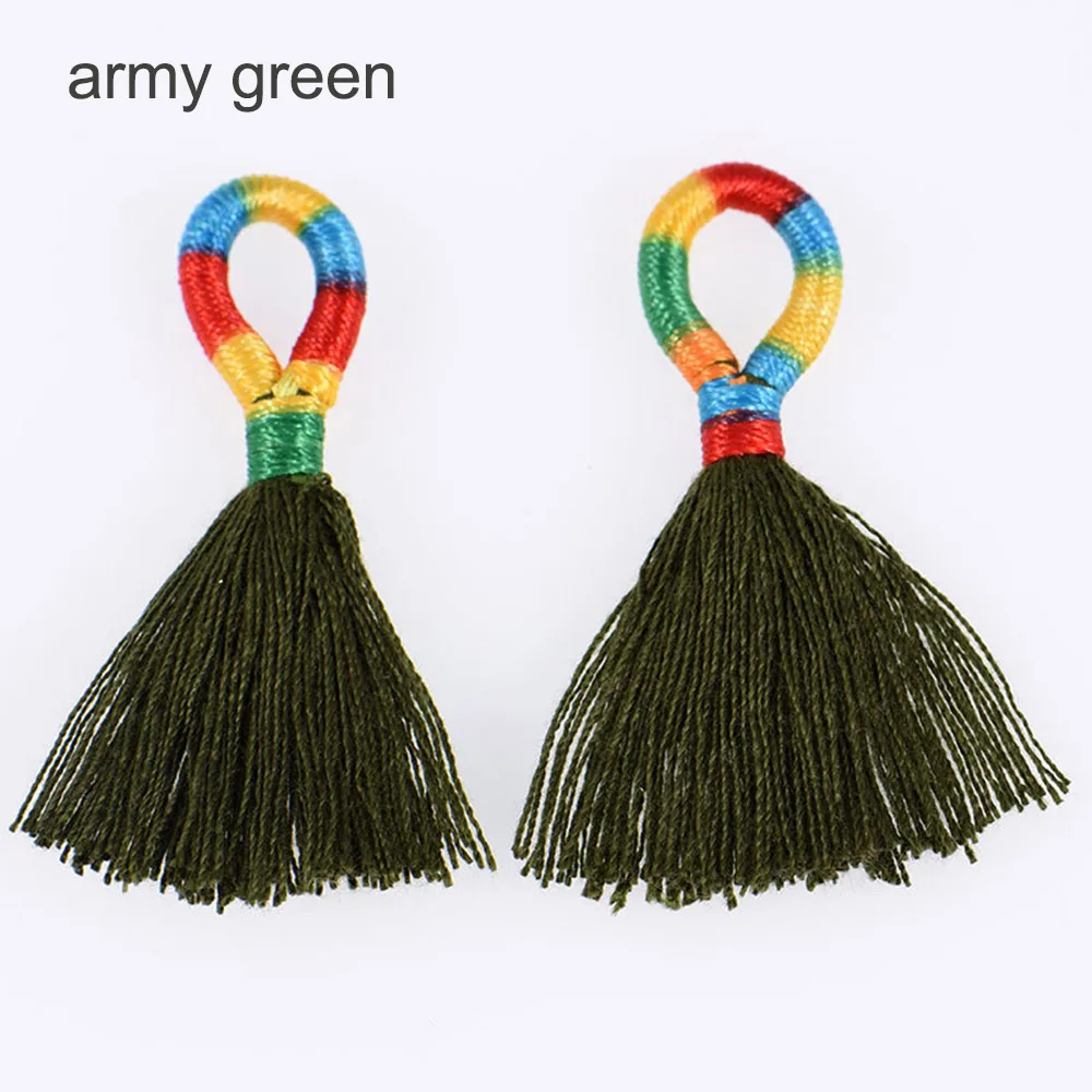 army green 5 шт. мини хлопчатобумажная бахрома подвеска «сделай сам» подвесное кольцо маленькая кисточка отделка ювелирных изделий изготовление одежды шторы Швейные аксессуары - Цвет: army green