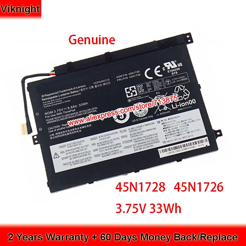 Оригинальный аккумулятор 3 75 в 33Wh 45N1728 45N1729 45N1726 45N1727 для Lenovo ThinkPad Tablet