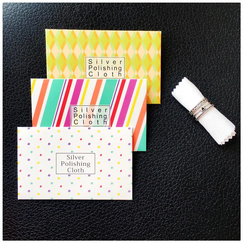 50pcs/Lot Silver Polish Cloth Customize Pattern Anti Tarnish Wipe Maintain Jewelry Tools Special Polishing Clean | Украшения и