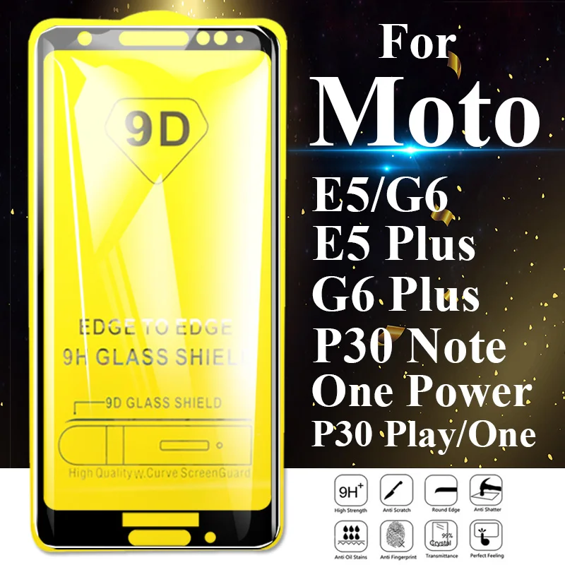 9D Protective glass on for motorola moto e5 screen protector g6 plus tempered glas p30 note one power cam armor sheet tremp film | Мобильные