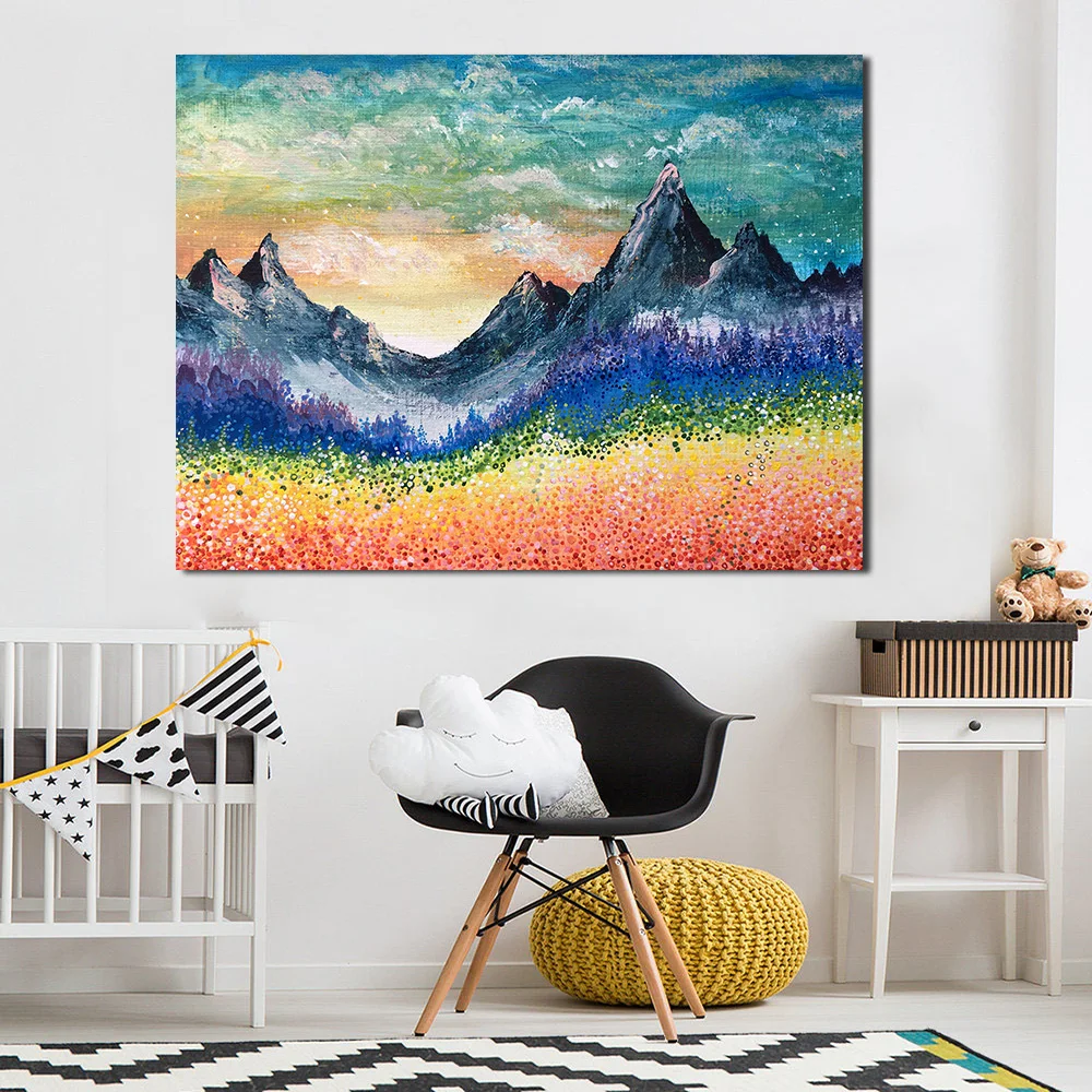JQHYART абстрактная картина маслом закат в горы холст искусство настенные картины