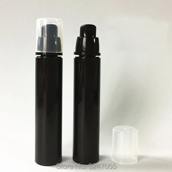 50ML 30pcs/lot Empty Plastic High Quality Essence Vacuum Bottle, DIY Black Cosmetic Emulsion Package, Foundation Container