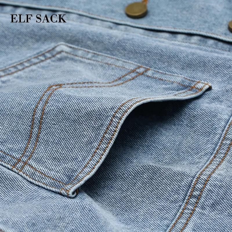 Женские хлопковые куртки ELFSACK однотонные однобортные свободные в клетку на весну
