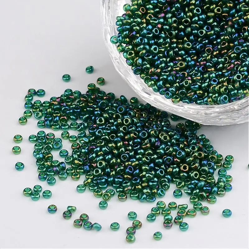 SeaGreen 12/0 круглые стеклянные бусины разделительные для самодельных ювелирных