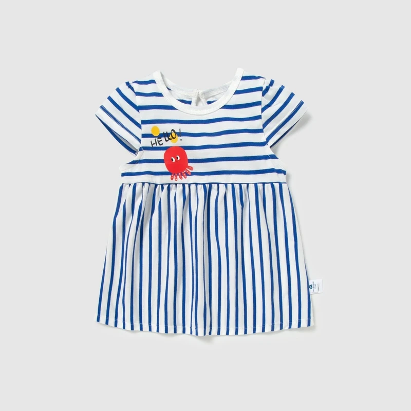 Balabababy/мини-платье в полоску для девочек; Новинка г.; Летнее Детское хлопковое платье принцессы с короткими рукавами - Цвет: blue