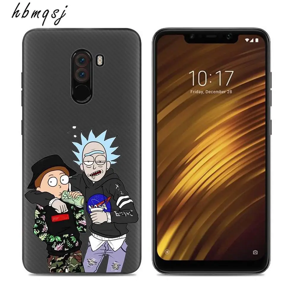 Классный чехол для xiaomi pocophone f1 силиконовый мягкий из ТПУ с рисунком Рик и Морти