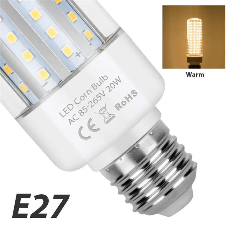 E27 Warm White SMD 2835 Светодиодная лампа E14 Светодиодная лампа-кукуруза lampadine Led E27 без мерцания светодиодные лампы 5 Вт 10 Вт 15 Вт 20 Вт лампы в форме свечи 220 V светодиодный настенный светильник для домашнего украшения - Испускаемый цвет: E27 Warm White