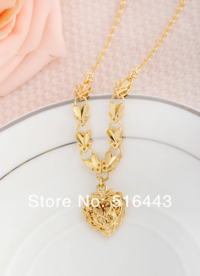 Top 18K Gold Vintage Jewelry Fashion Womens Costume Heart Necklace for Engagement Wedding A977 |