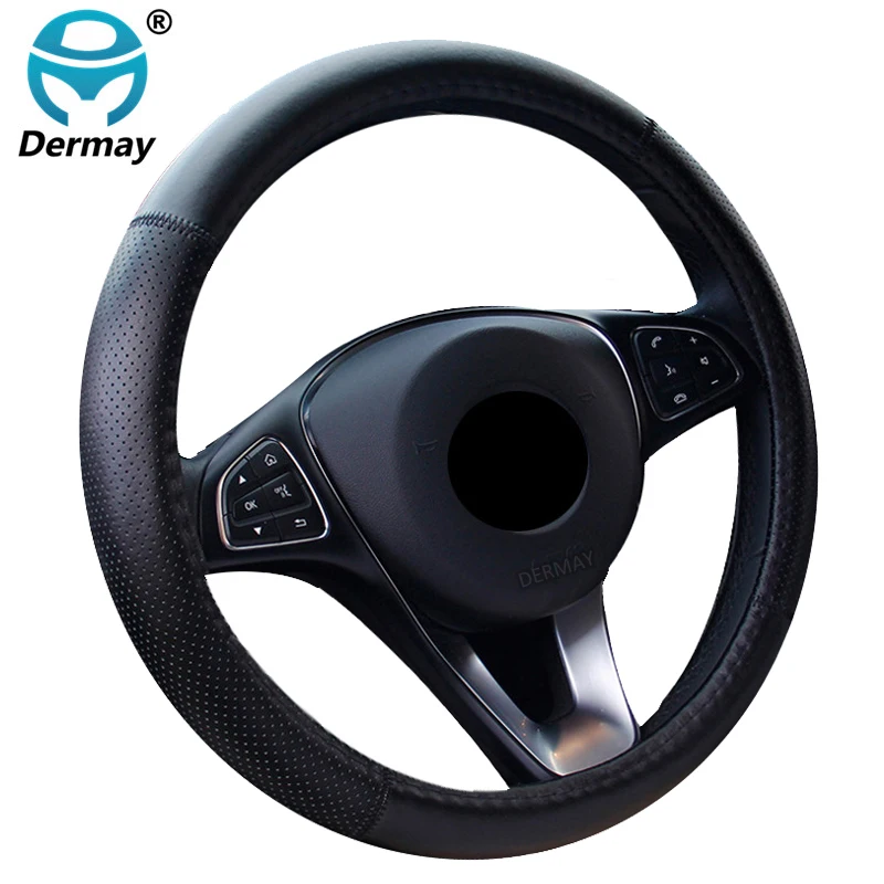 3 вида цветов Универсальный чехол рулевого колеса автомобиля из натуральной кожи