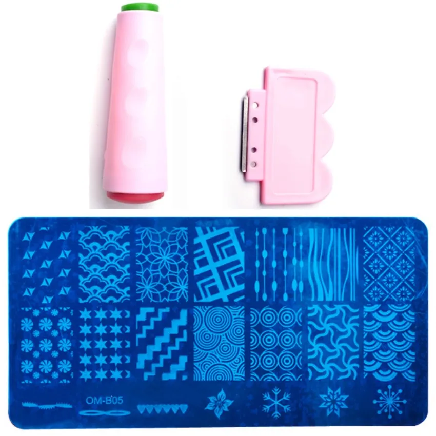 1 Набор кружева Дизайн Konad штамповки изображения пластины и стемпер скребок для