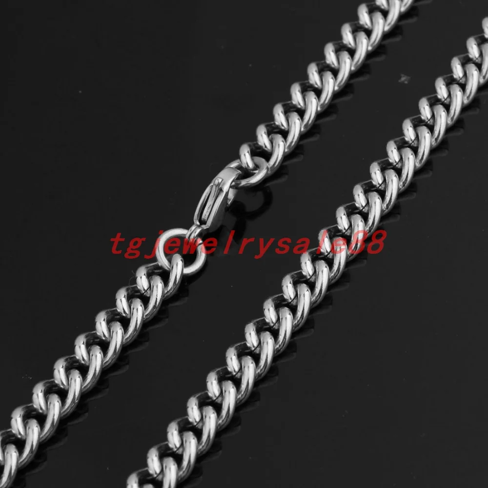 7mm Wide Womens Mens Silver Color Cut Cuban Curb Link Chain Stainless Steel Bracelet Or Necklace Jewelry Custom Sizes 7-40&quot | Украшения