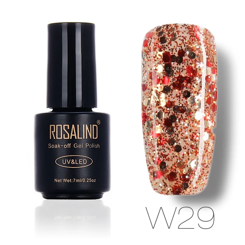 W29 ROSALIND гель 1S 7 мл Алмазный Блеск W01-29 Гель-лак для ногтей для наращивания ногтей Дизайн ногтей УФ светодиодный Гель-лак - Цвет: W29