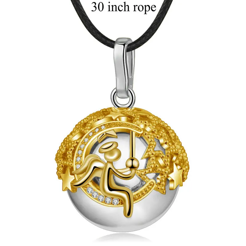 30 inch rope EUDORA 20 мм золотой цвет ангел ожерелье с Луной и звездой серебряный цвет гармония шар кулон для беременных женщин беременность подарок для мамы B352 - Окраска металла: 30 inch rope