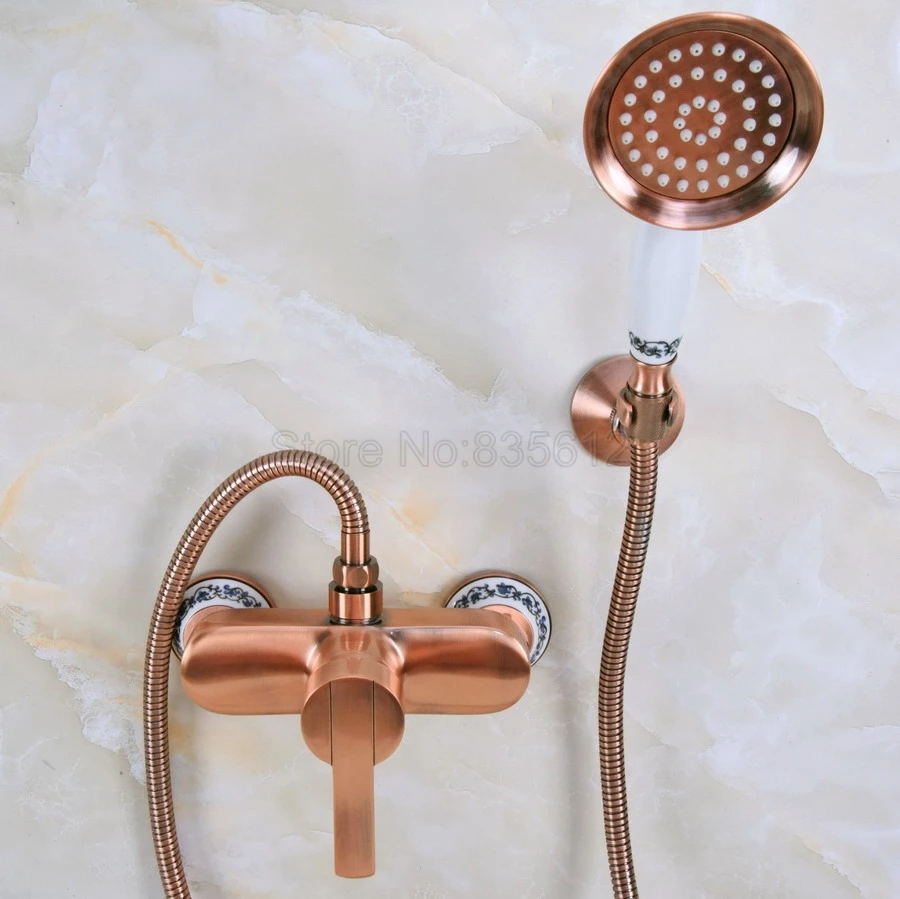Antique Red Copper Wall Mounted Bathroom Bathtub Faucet Mixer Tap w/Hand Shower tna288 | Обустройство дома