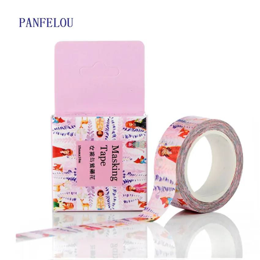 

PANFELOU 1.5CMx10M the girls cartoon Stickers border masking adhesive paper washi tape DIY Scrapbooking Hand account