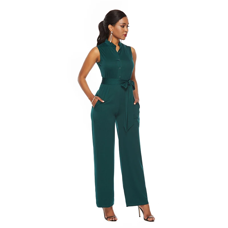 Женский комбинезон без рукавов CINESSD черный повседневный с высокой талией и