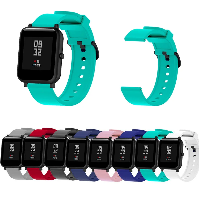 20 мм силиконовый ремешок для Xiaomi Huami Amazfit Bip Smartband подходит для умных часов сменный Браслет аксессуары