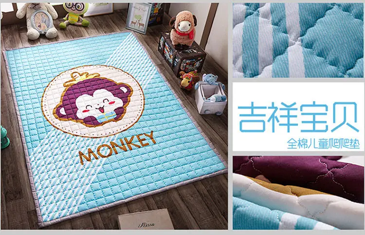 Хлопковый детский игровой коврик, детский коврик для ползания, 150*200 см, детский игровой ковер, детский коврик для гостиной, толстый пол, детский коврик для ползания, 1 шт