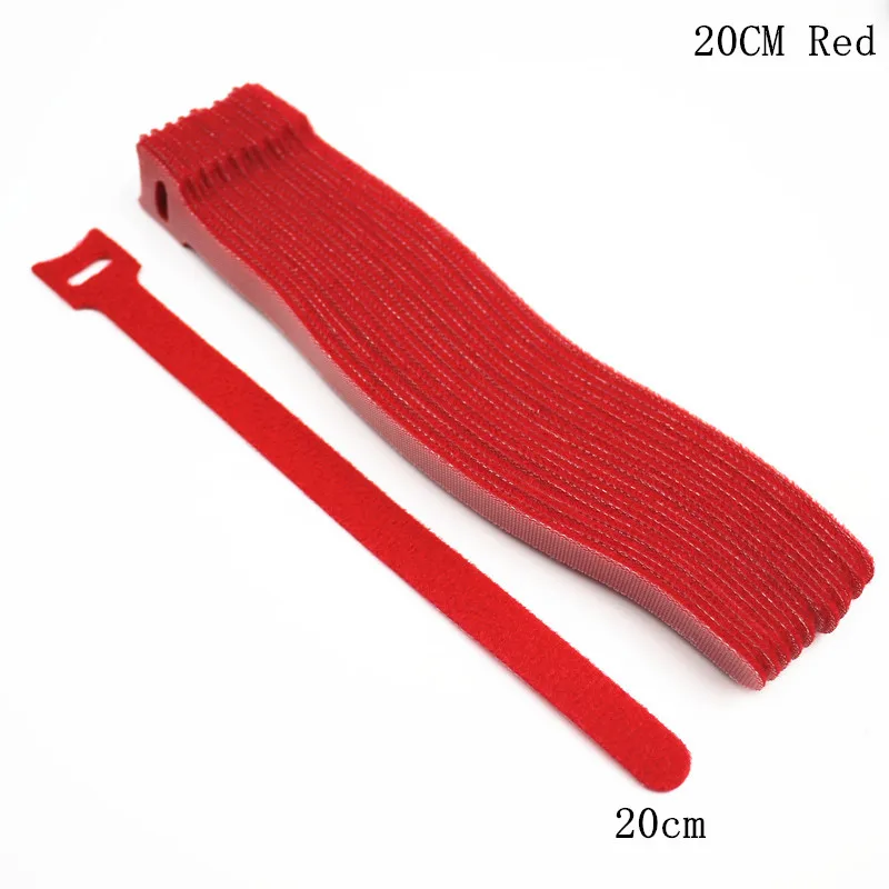 20CM Red 50 шт. многоразовые клейкие крепежные ленты Т-образные крючки и петли крепежные детали впружина кабельные стяжки Крепкий Провод жгут волшебная лента галстук - Цвет: 20CM Red