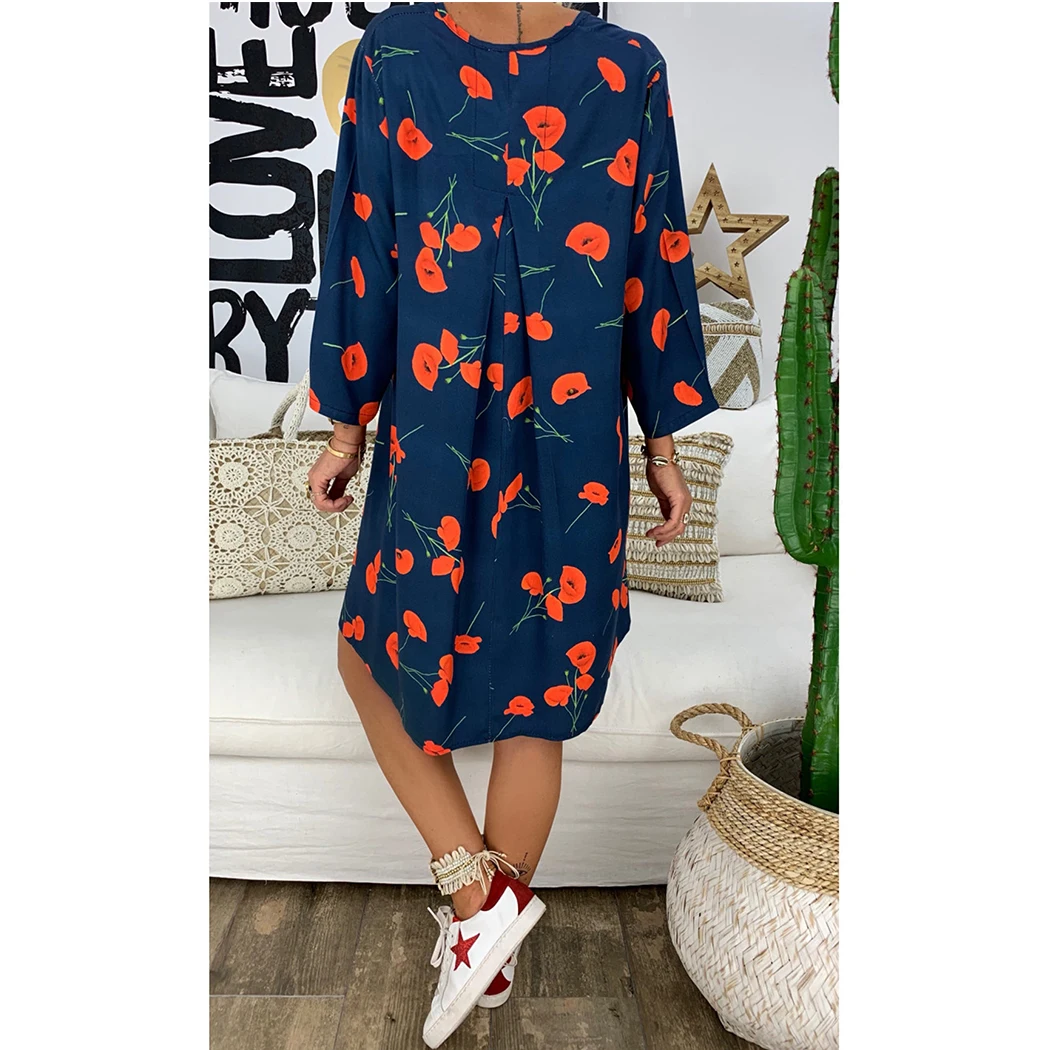 Женское платье с цветочным принтом Boho летнее пляжное Свободное v образным