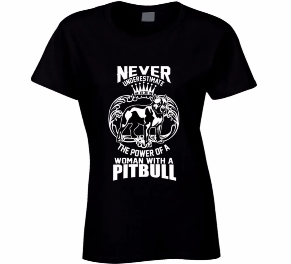 2018 последние Для женщин футболка модная с принтом женский Мощность из Pitbull...