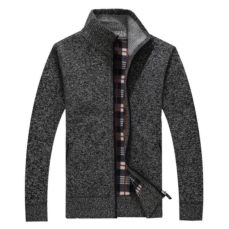 

2018 Autumn Winter Men's SweaterCoat Faux Fur Wool Sweater Jackets Men Zipper Knitted Thick Coat Casual Knitwear M-3XL