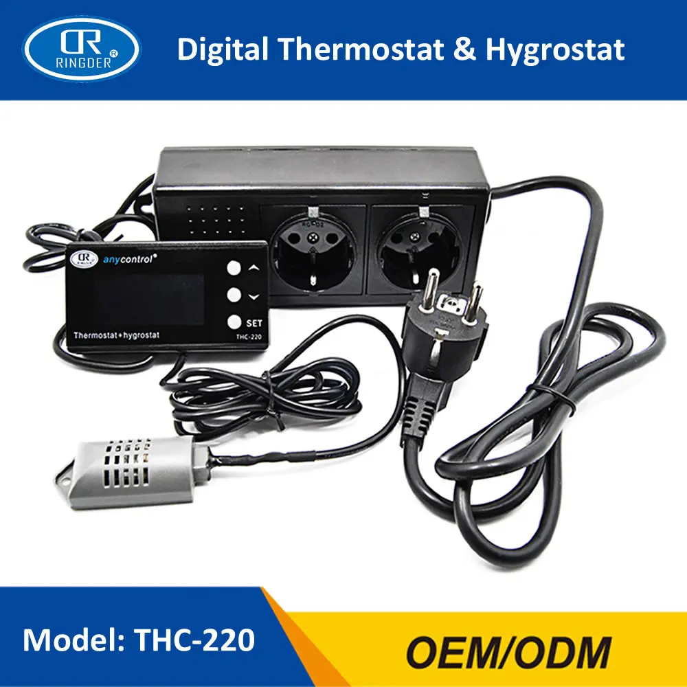 EU 220V 10A Relay RINGDER THC-220 цифровой регулятор температуры и влажности гигротермостат термо-гигростат парниковый Террариум для рептилий - Цвет: EU 220V 10A Relay