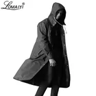 Куртка LOMAIYI Мужская водонепроницаемая, дышащий дождевик, модные длинные тренчи, черная с надписью, AM364