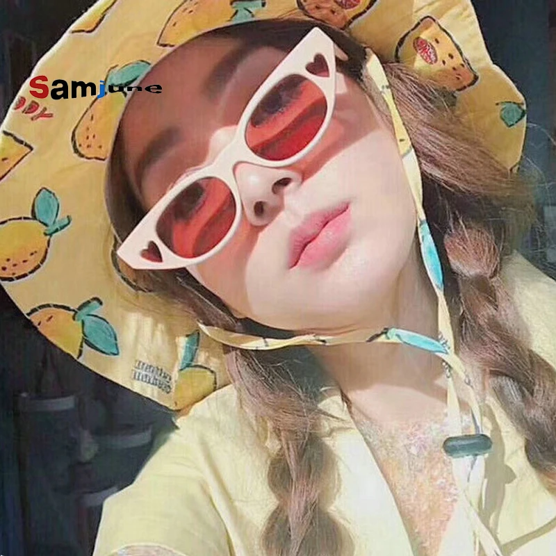 

Samjune Love Heart Sunglasses Women Cat Eye Vintage Christmas Gift Heart Shape Sun Glasses for Women Uv400
