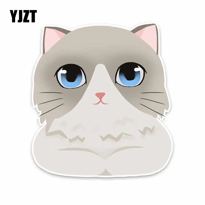 

YJZT 12.8CM*14CM Cartoon Cute Animal Cat Graphical PVC Car Sticker Decal 5-1499