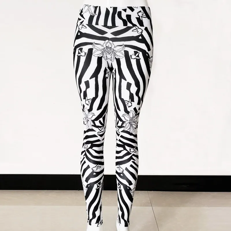 Женские леггинсы для фитнеса йоги спортивные брюки бега с принтом зебры колготки
