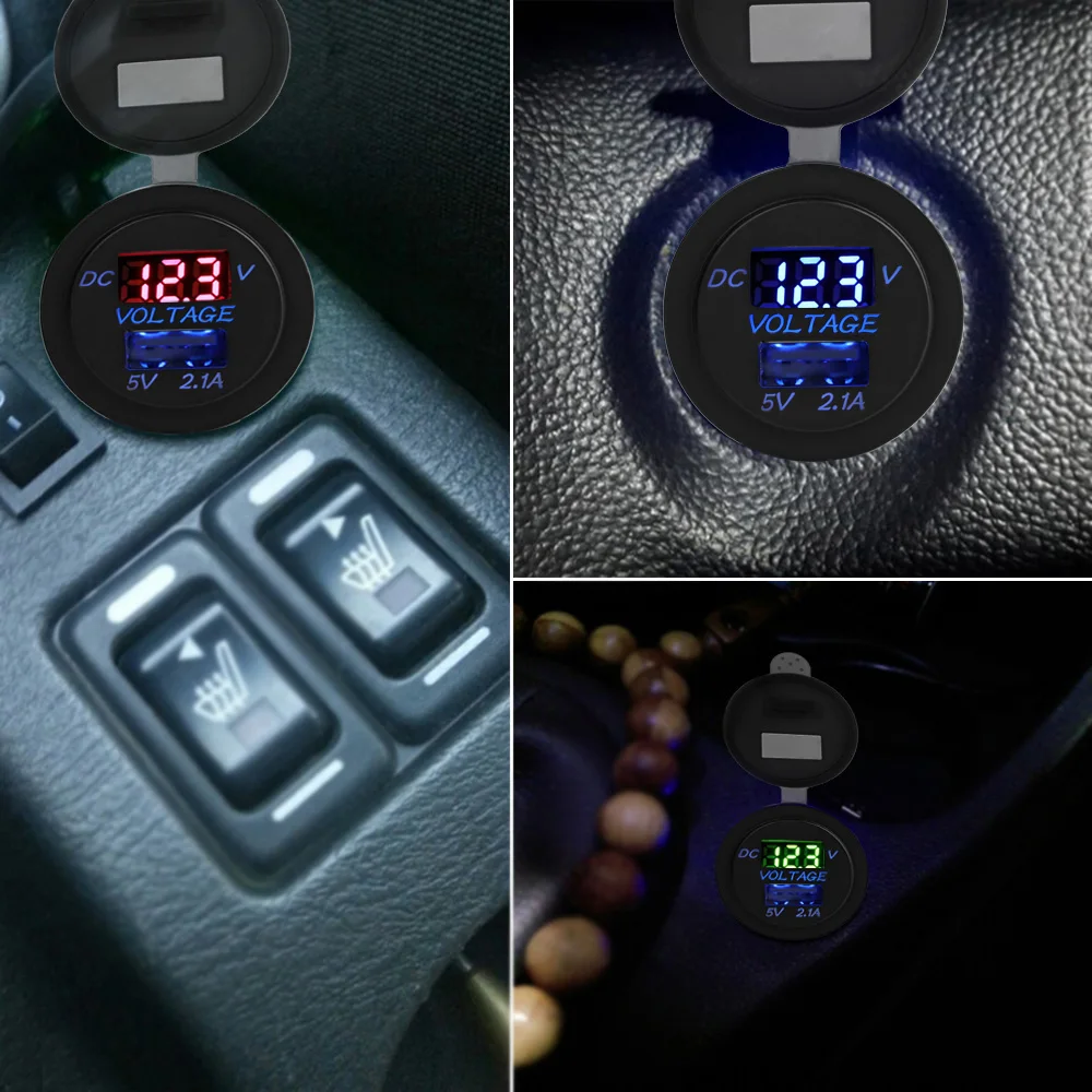 Onever светодиодный автомобильный разъем 2.1A USB зарядное устройство розетка с вольтметром модификация аксессуар для мотоцикла мотор грузовик ATV Лодка 12-24 В