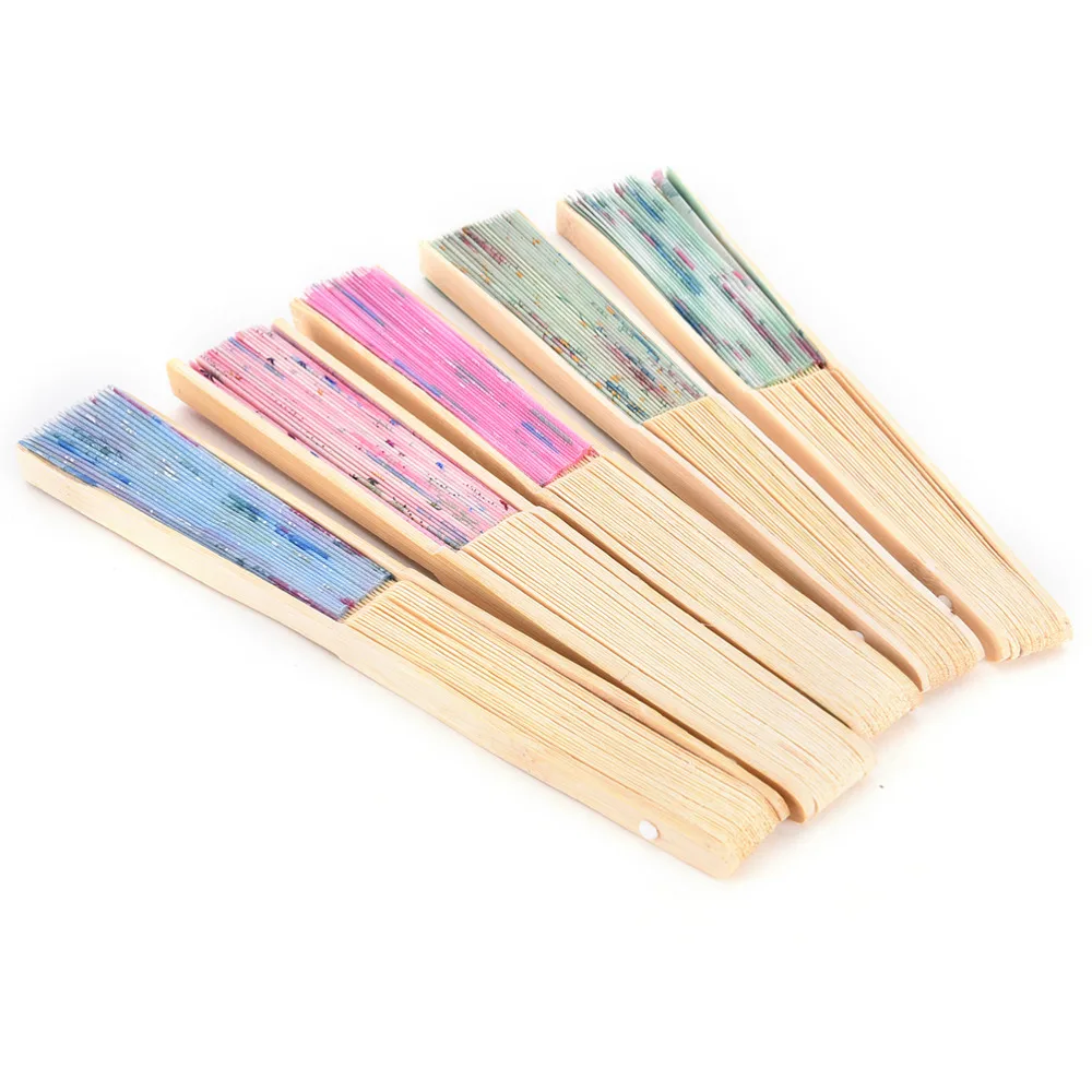 1 шт. китайский складной веер из полиэстера с цветочным принтом дизайнерский