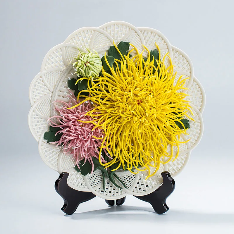Art 3D Flower Ceramic Decor Plate Sitting Plates / Home Living Room Adornment Crafts Ornaments Dish Saucer As Wedding Gifts | Дом и сад