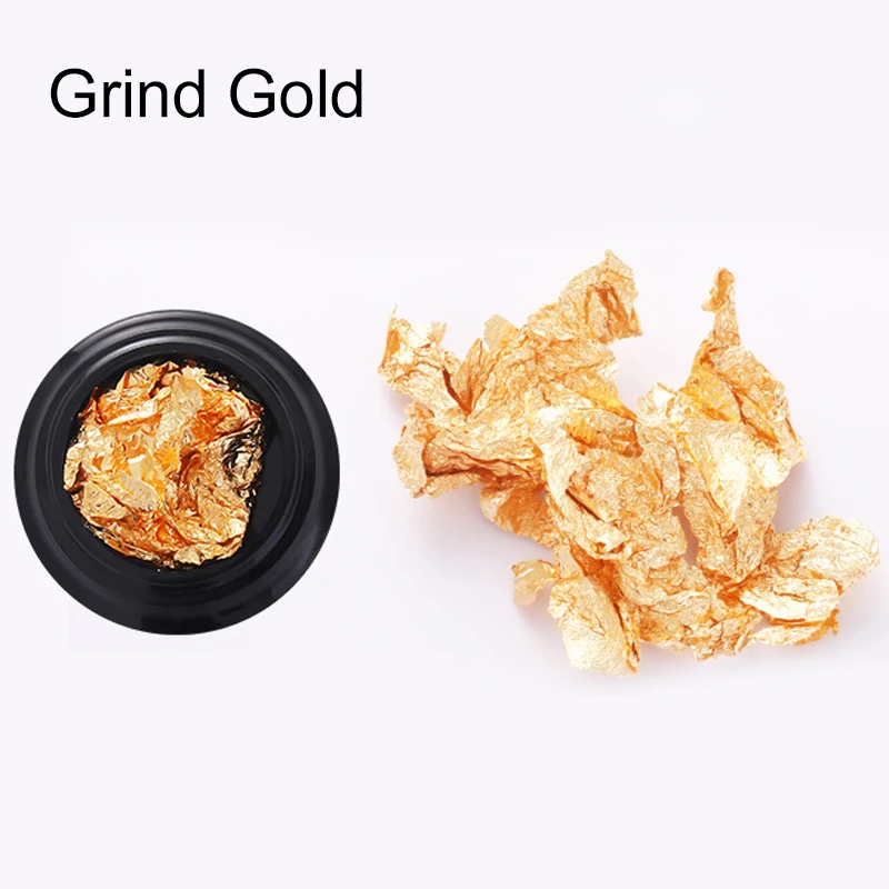 Grind Gold 1 коробка двухсторонний Золотой Серебряный оловянный Фольга для ногтей бумажный хлопья для дизайна ногтей 3D DIY маникюр блестки украшения - Цвет: Grind Gold