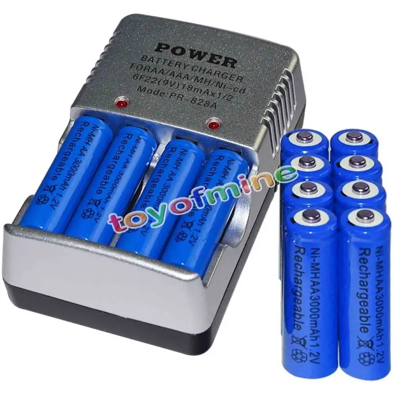 12x AA 3000mAh 1.2В батареи ni-mh аккумуляторная батарея синий + 1x смарт-зарядное