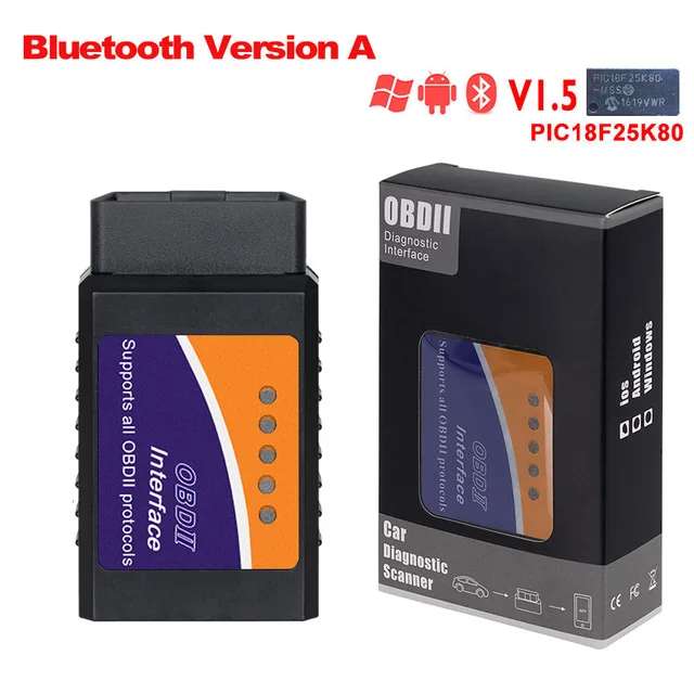 Bluetooth Version A ELM327 WiFi Bluetooth V1.5 PIC18F25K80 чип OBDII диагностический инструмент для IPhone/Android/PC ELM 327 V 1,5 автоматический сканер крутящего момента OBD - Цвет: Bluetooth Version A