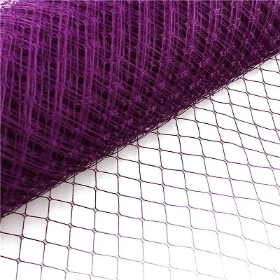 Фиолетовый Темно-розовая клетка Veiling Дамская Шляпка вуаль ткань для женщин Вуаль головной убор красный DIY аксессуары для волос материал 10 ярдов/Лот - Цвет: Фиолетовый