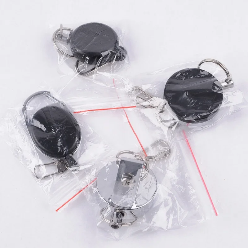 

1 Pcs All Metal Easy Pull Buckle 4 Cm High Resilient Silver Color Telescopic Rope Key Ring Anti Lose anti-theft Stretch Keychain