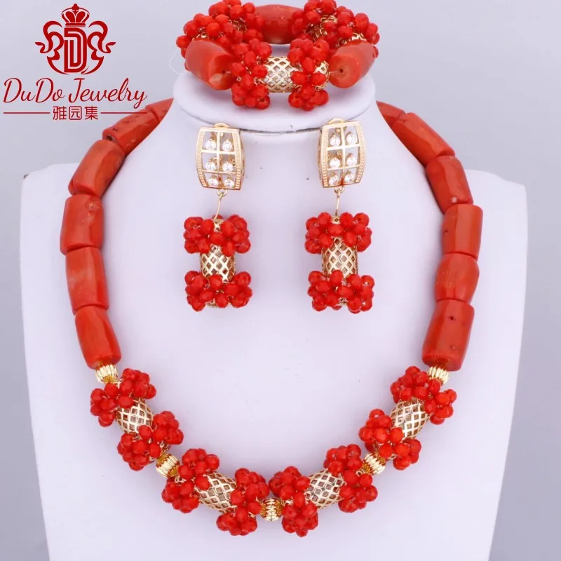 2018 великолепные комплекты ювелирных украшений с оранжевыми коралловыми