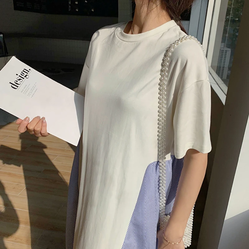 Женское Ассиметричное платье выше колена тонкое свободное асимметричное