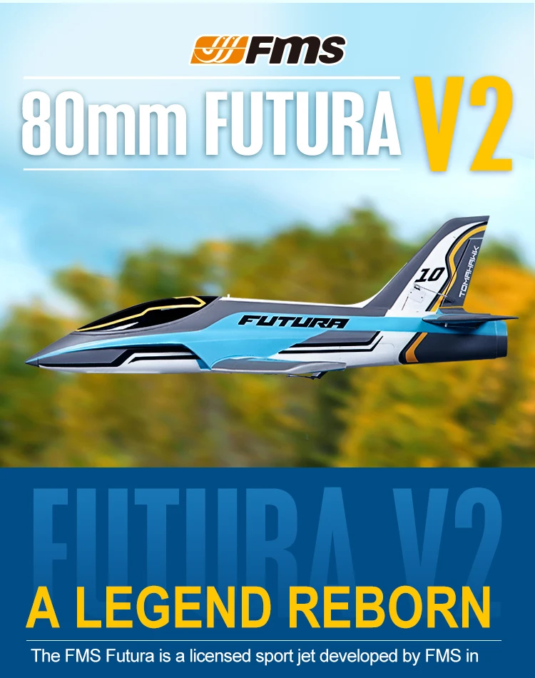 Радиоуправляемый самолет FMS 80 мм воздуховод вентилятор EDF Jet Futura V2 с рефлекторной гироскоп контроллер системы высокоскоростной модели самолета PNP EPO