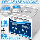 Ультразвуковой очиститель 60 Вт 1,3л для ванны, полуволновой нагреватель, частота 40 кГц, пьезоэлектрический датчик для очков, часов, ювелирных изделий