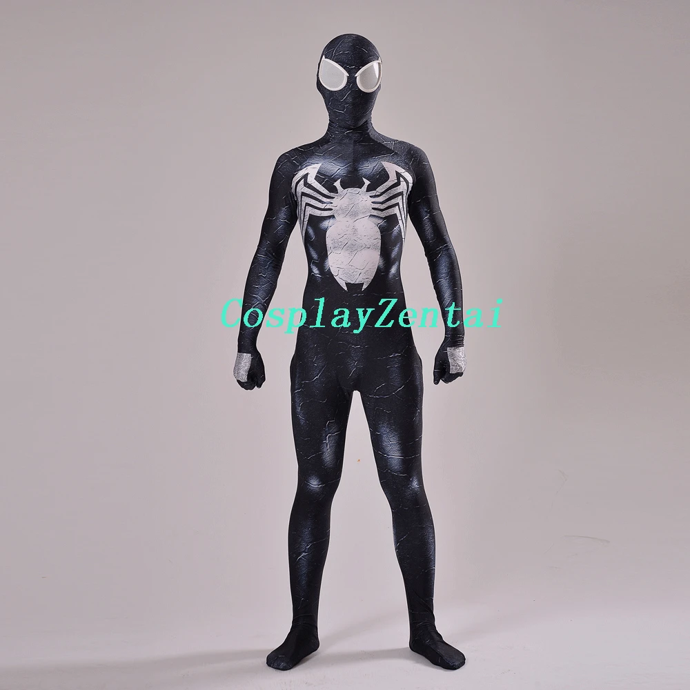 Яд Человек-паук спандекс 3D печать черный Веном Symbiote Человек-паук костюм полный тело зентай костюм для Хэллоуина Косплей