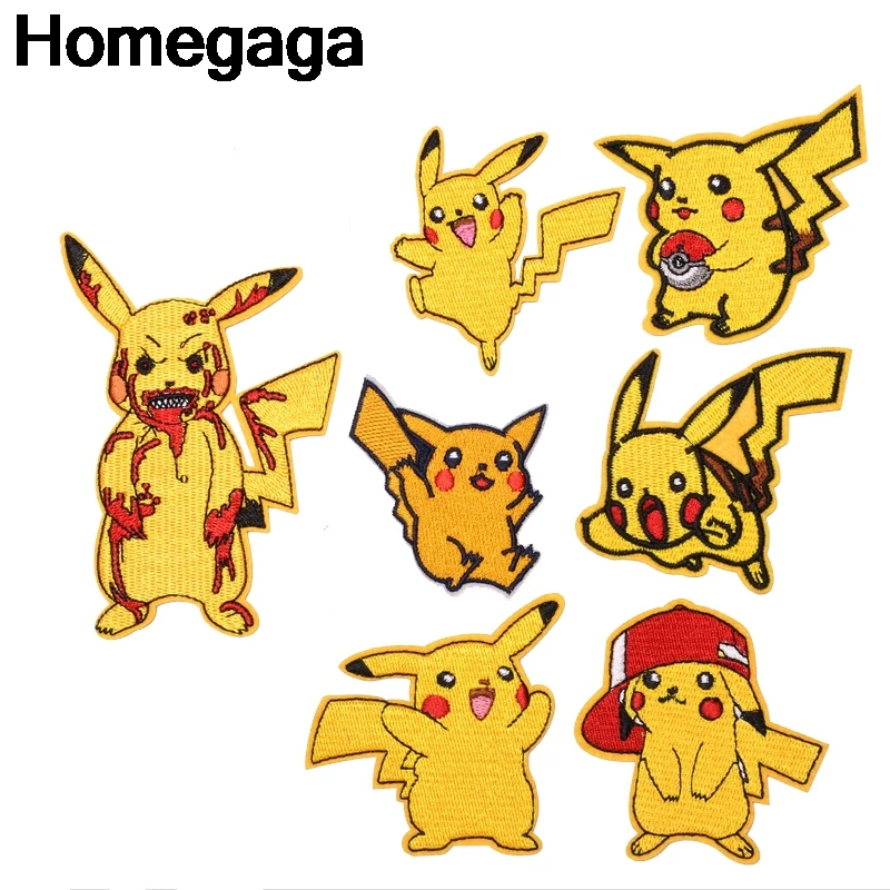 Homegaga Pocket monster Pikachu аппликационные заплатки Сделай Сам Утюг на обуви джинсовая сумка Одежда наклейки в стиле панк вышитые значки D2226