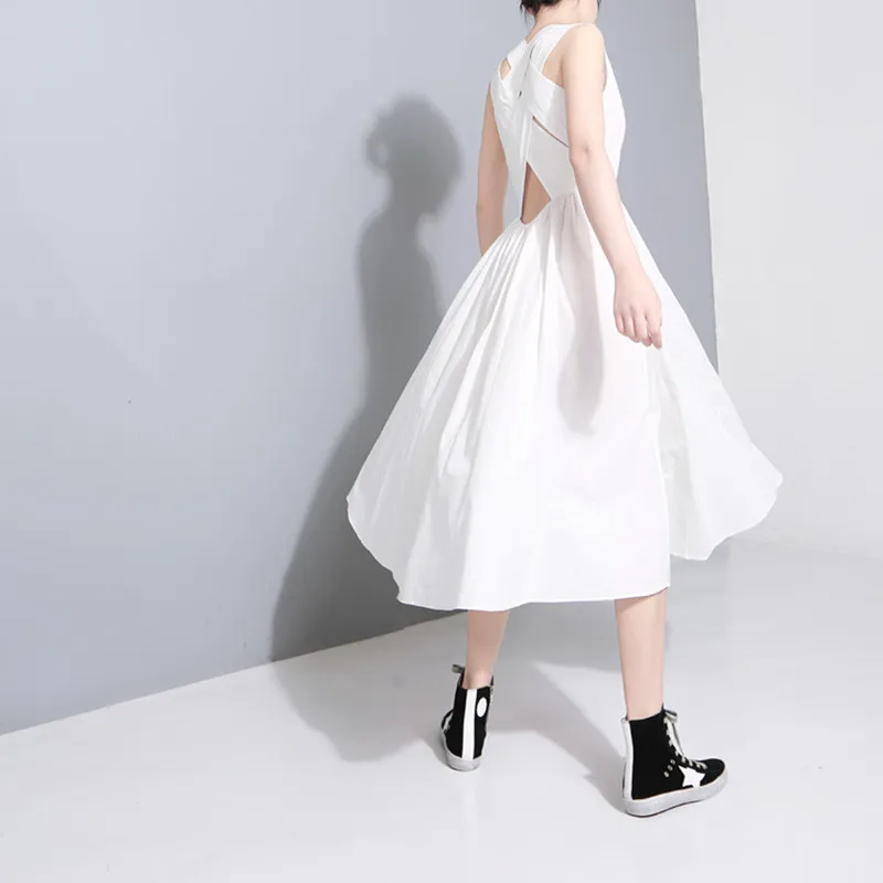 Johnature/Новое модное сексуальное однотонное платье трапециевидной формы без