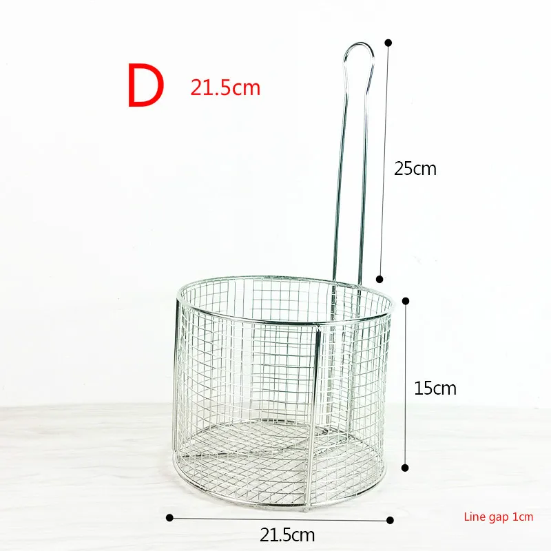 D 21cm 6 вариантов фритюрница из нержавеющей стали экран картофель фри рамки квадратный фильтр сетки зашифровать дуршлаг формы жарки корзины фритюрницы сетки - Цвет: D 21cm